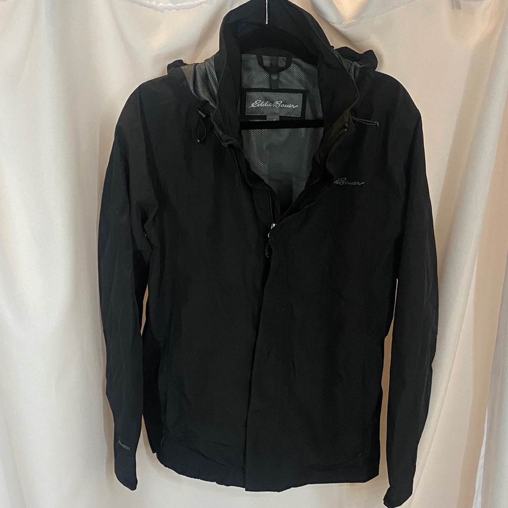 Eddie Bauer Men's Black Rainfoil packable Raincoat NWOT